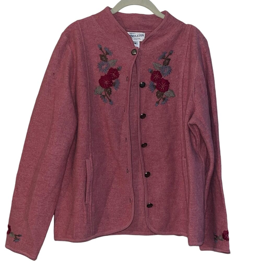 Vtg Pendleton Granny Core Blush Pink Button Cardi… - image 1